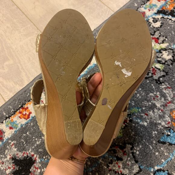 Jack Rogers Shelby Wedges Wedged Sandals Gold Leather Size 8 - Picture 7 of 7